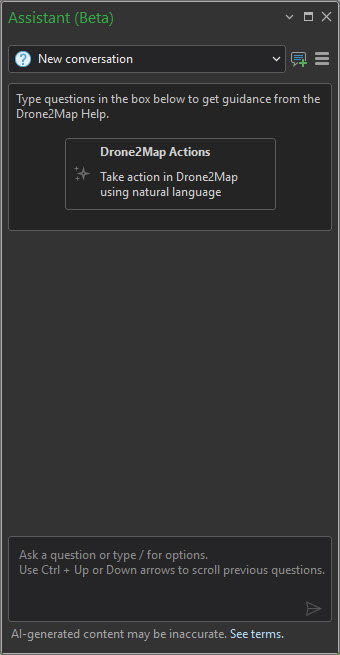 The ArcGIS Drone2Map AI Assistant pane.