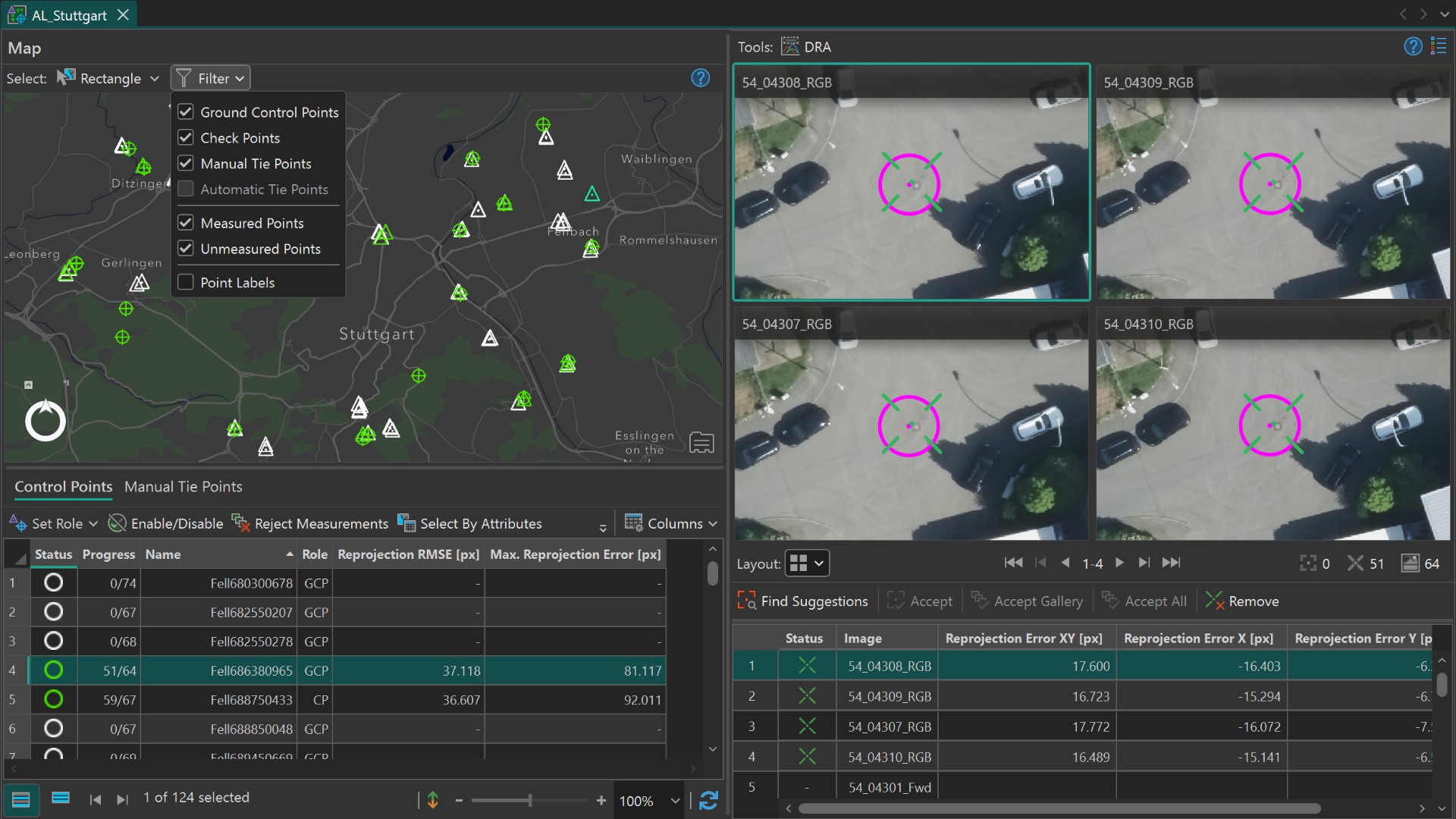 Інструмент Image Measurement Tool в ArcGIS Reality Studio для роботи з контрольними точками на знімках.