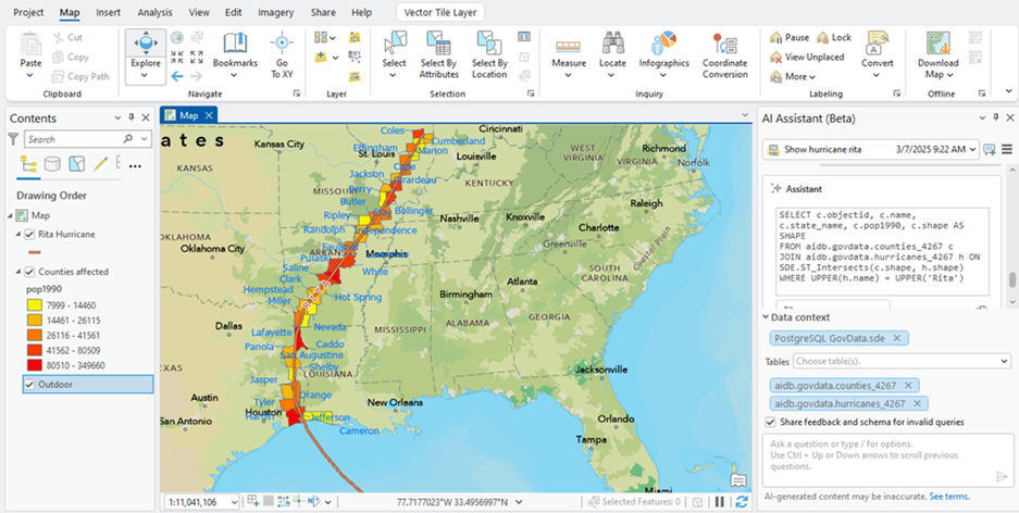 ArcGIS Pro -  використання AI Assistant для аналізу даних