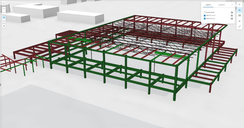 3D-модель будівництва, яка відображає хід монтажу в режимі реального часу за статусом